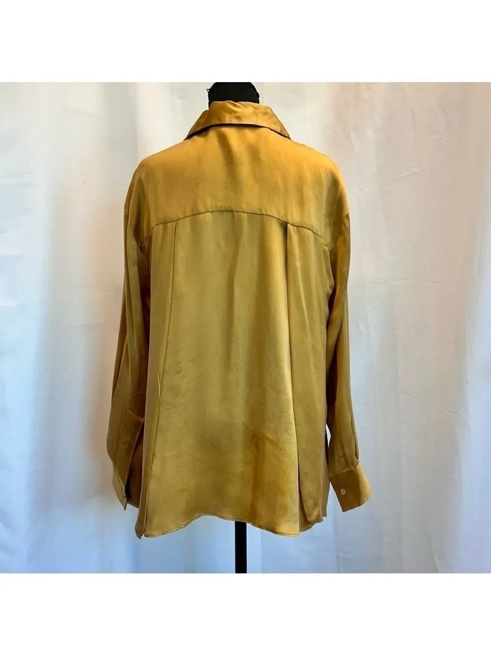 Zara studio collection mustard yellow artistic paint splatter blouse S NWOT RARE - Picture 5 of 15